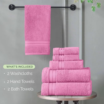 Elegant Comfort Luxury 6-Piece Towel Set, Premium Soft 100% Turkish Cotton