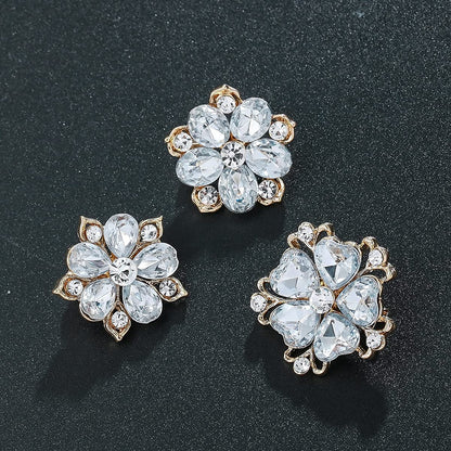 MEEDOZ Women's Lot 12pcs Crystal Rhinestone Marquise Teardrop Flower Brooch Pin Set For DIY Bridal Wedding Bouquet Kit (Gold Plated)