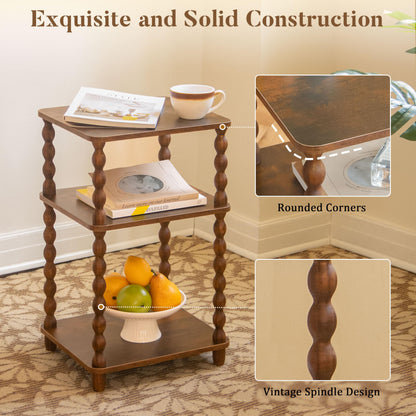Fultyle Side Table, Small End Table with Storage Shelf, Modern Bedside Table Night Stand for Living Room, Bedroom, Office and Small Spaces (Rustic Brown)