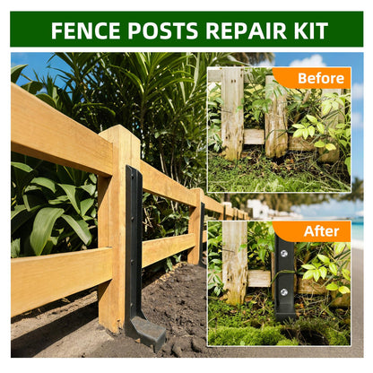 5PCS Fence Post Repair Kit, Heavy Duty Fence Posts Repair Stakes for Fix Wooden Broken Posts, Repair Tilted