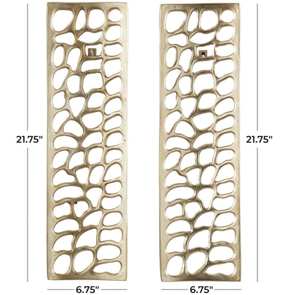 Deco 79 Aluminum Metal Abstract Home Wall Decor Cutouts Wall Sculpture, Set of 2 Wall Art 7"W, 22"H, Gold