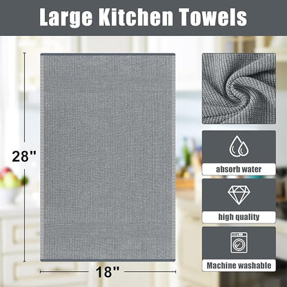 Homaxy Premium Kitchen Towels, Large Cotton Kitchen Hand Towels, Flat and Terry