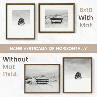 Venusmiles 11x14 Picture Frame, Natural Solid USA-Sourced Walnut Wood Photo Frames with HD Tempered Glass, Handcrafted Rounded Edge Wooden Frame Matted to 8x10, Gallery Wall Art Mount Display