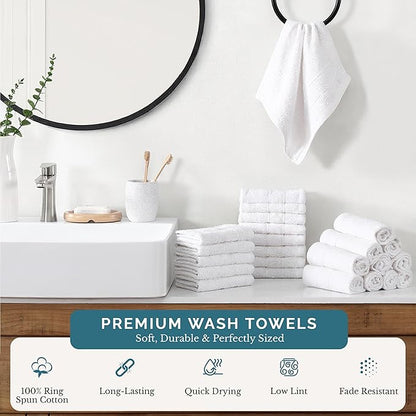 Casa Platino White Washcloths 24 Pack