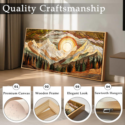 imjiayu Mountain Wall Art, Large Framed Wall Art, Boho Art Wall Decor, Abstract Nature Paintings Prints, Landscape Canvas Pictures for Living Room Bedroom Office Kitchen 20"x40"