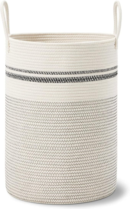 VIPOSCO Large Laundry Hamper, Tall Woven Rope Storage Basket