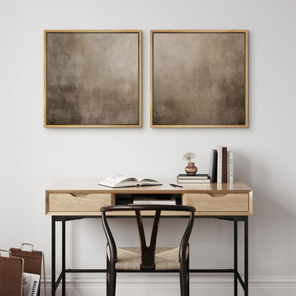 SIGNFORD Framed Canvas Print Wall Art Set Neutral Abstract Minimalist Earthy Tones Illustrations Modern Art Minimal Relax/Calm for Living Room, Bedroom, Office - 16"x16"x2 Natural