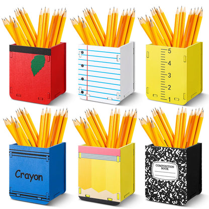 Sherr 6 Pcs Wooden Pencil Dispenser for Classroom Back to School Pencil Holder Classroom Pen Holder Storage Organizer for Teachers Classrooms Office Desk Organization