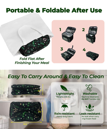 SUNNY BIRD Insulated Lunch Bag with Foldable and Leakproof Design, Thermally Insulated, Shoulder Strap for Women, Men and Teen (Floral & Foliage)