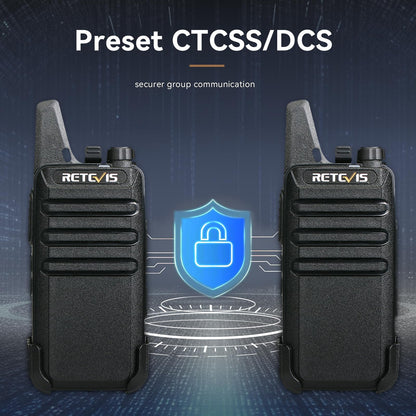 Retevis RT22 Walkie Talkies Rechargeable,Long Range Two Way Radio,2 Way Radio for Adults, Handsfree VOX Mini, for Business Office School Church Restaurant Retail(Black,10 Pcs, 5 Box)