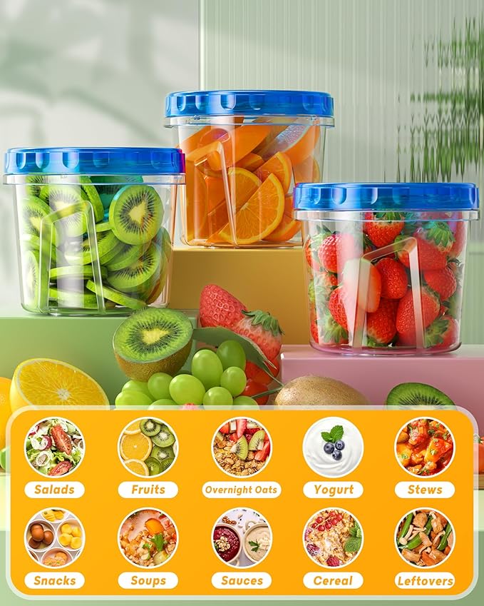 12 Pack-24 oz Freezer Storage Containers, Plastic Food Storage Containers