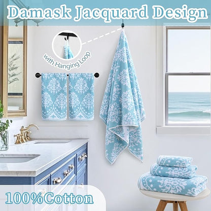 Hand Towels for Bathroom, Bath Hand Towel Set of 4, Jacquard Decorative Hand
