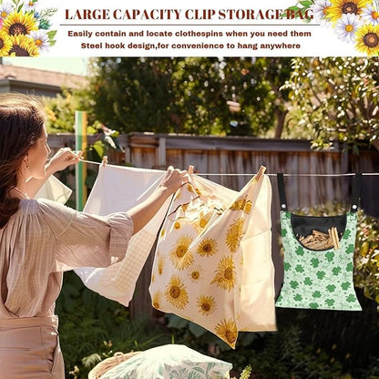 2 Pcs Clothespin Bag, Laundry Hanging Bag Fits Clothes Lines, Pin Bag