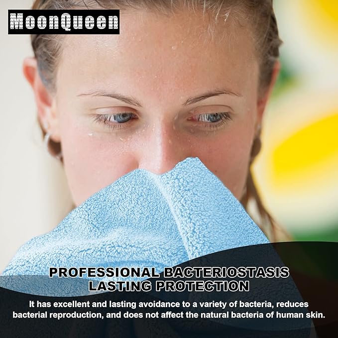 MOONQUEEN Microfiber Facial Cloths Fast Drying Washcloth 12 Pack