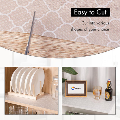 Cooyes Shelf Liner for Kitchen Cabinets – Non-Adhesive Waterproof Drawer Liner – Durable EVA Material Easy-to-Cut Shelf Paper for Refrigerator, Cupboard, Dresser with Modern Pattern (17.7"W x 78.7"L)