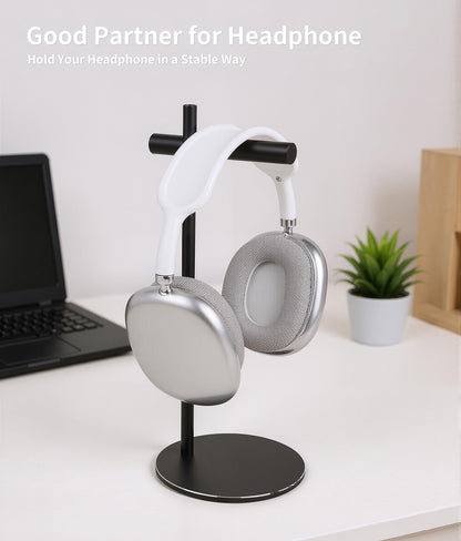 LinNature Aluminum Alloy Headphone Stand for Desk with Non-Slip Base - Universal headset stand Compatible with Over-Ear, On-Ear and Neckband Headphones (Black)