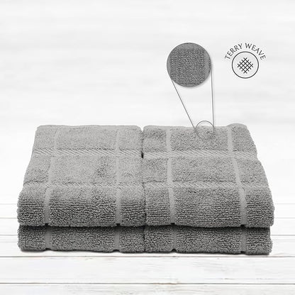 100% Cotton Terry Dish Towels, 4 Pack Plain, 16 x26 Inches, Super Soft and