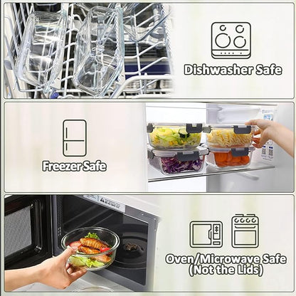 M MCIRCO 30 Pieces Glass Food Storage Containers