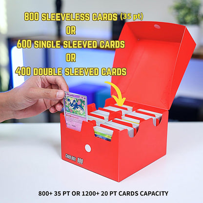 Trading Card Storage Box 800 - Black | Card Box 800+ holds standard 35pt cards | 4-in-1 Compartments| Strong Double Wall Design | 8 dividers | Sports & Baseball Card Deck Boxes - Black