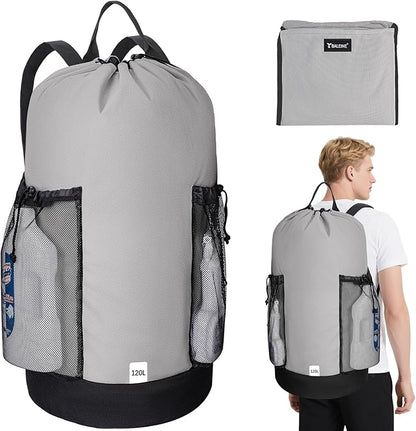 BALEINE 120L Laundry Bag Backpack, 900D Oxford Fabric Large Travel Laundry Bags