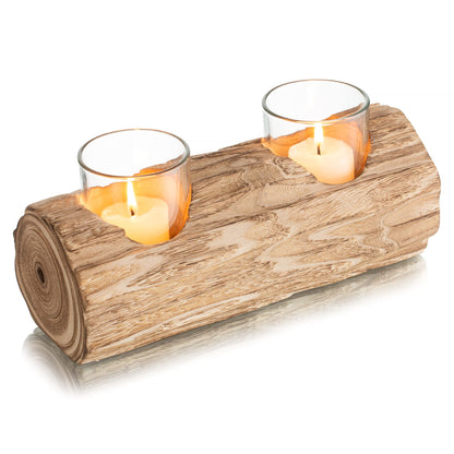 Romadedi Wood Tealight Candle Holder: Boho Decorative Votive Candle Holders for Rustic Wedding Decor, Tea Lights Country Theme Driftwood Table Centerpiece, Coastal Farmhouse Home Decorations