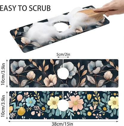 Bimkole 2 PCS Faucet Absorbent Mat, Kitchen Faucet Sink Splash Guard Wraparound