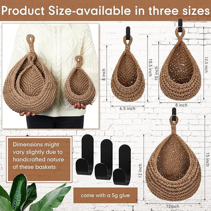Honeydak Boho Decor Hanging Wall Baskets
