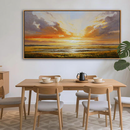 KLAKLA Beach Wall Art Sunset Coastal Abstract Landscape Pictures Wall Decor for Living Room Canvas Ocean Seascape Poster Nature Painting Print Bedroom Office Home Decoration 24x48 Inches