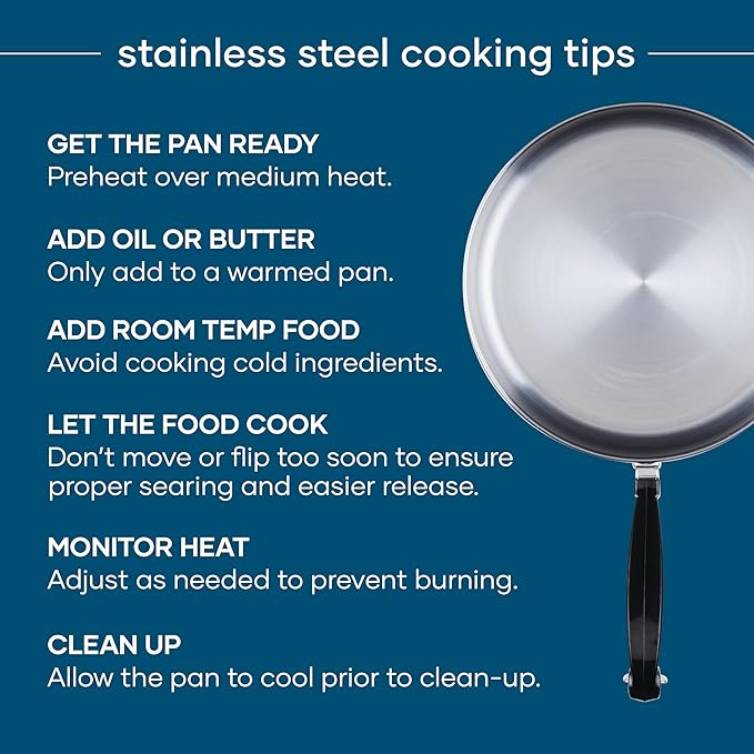 Farberware Classic Series Stainless Steel Frying Pan Set, 8.25-Inch and 10-Inch Skillets
