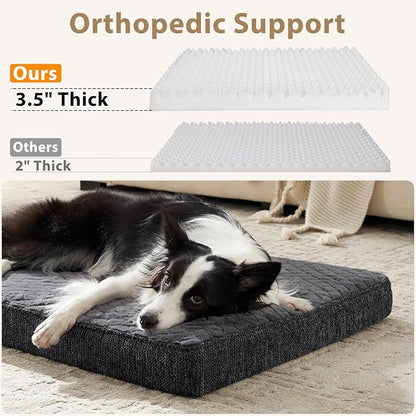 JOEJOY Orthopedic Medium Dog Bed, Washable Dog Crate Bed Medium Sized with Removable Cover, Egg Memory Foam Pet Beds, Grey, 29"x18"