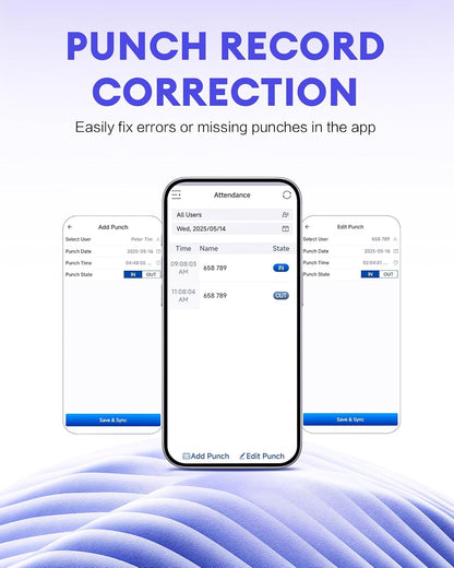 NGTeco APP-Based Time Clock, 2.4GHz WiFi Fingerprint Time Clocks for Employees Small Business, Office Clock in & Out Machine with iOS&Android, No Monthly Fee