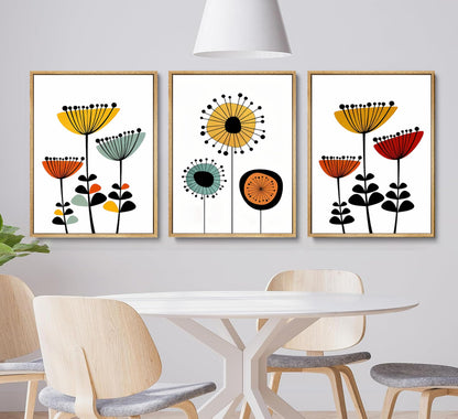 YCXDMJ 3pcs Abstract Boho Floral Wall Art Vibrant Canvas Posters and Prints Modern Flower Paintings Pictures Artistic Wall Decor for Bedroom Living Room Office and Dorm Decoration Unframed
