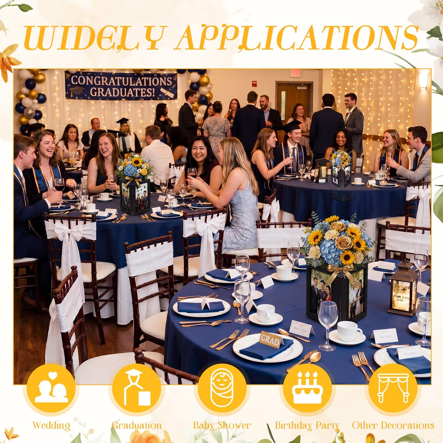 Jetec 8 Pcs Graduation Centerpieces for Tables 4 x 6 Inch Wooden Picture Box Centerpieces Triple Picture Frame Vertical Wood Folding Display Decoration Gift for 2026 Congrats Grad Party Wedding