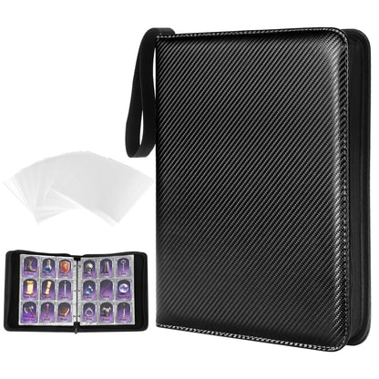 MAXECHO 9 Pocket Trading Card Binder, 1008 Pockets in 56 Removable Double-Sided Sleeves, PU Zip Card Collection Storage Organizer Album for Baseball, MTG, TCG, Sports. Black