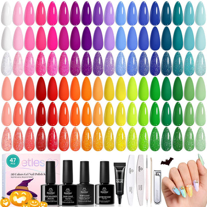 Beetles Fall Gel Nail Kit, Mystic Wonderland Gel Polish Set, 36 Colors Burgundy Brown Orange Red Polish Kit with Base Coat Glossy Matte & Glitter Top Coat Soak Off UV Led Nails Gifts for Women