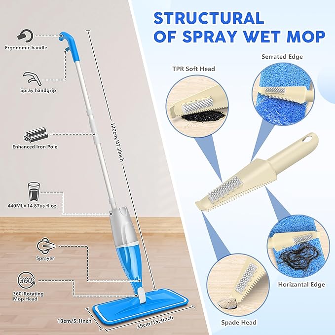Spray Mop for Hardwood Floors Cleaning: Microfiber Wet Dry Floor Mops