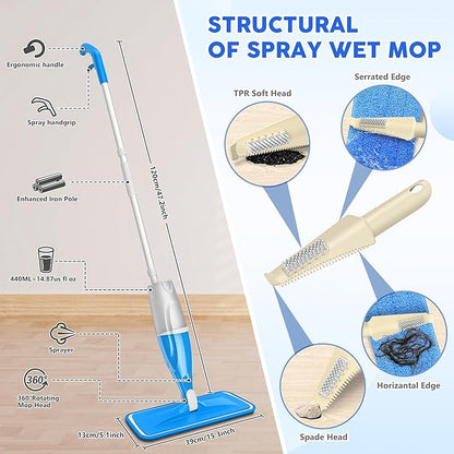 Spray Mop for Hardwood Floors Cleaning: Microfiber Wet Dry Floor Mops
