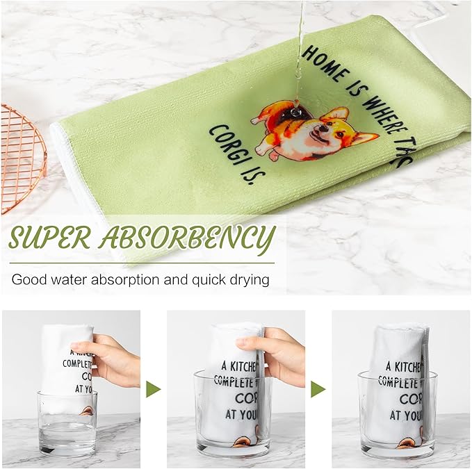 R Horse Funny Corgi Kitchen Dish Towels