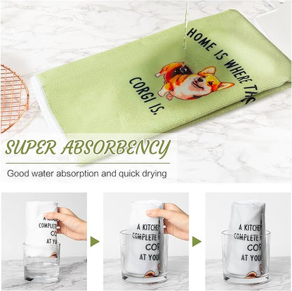 R Horse Funny Corgi Kitchen Dish Towels