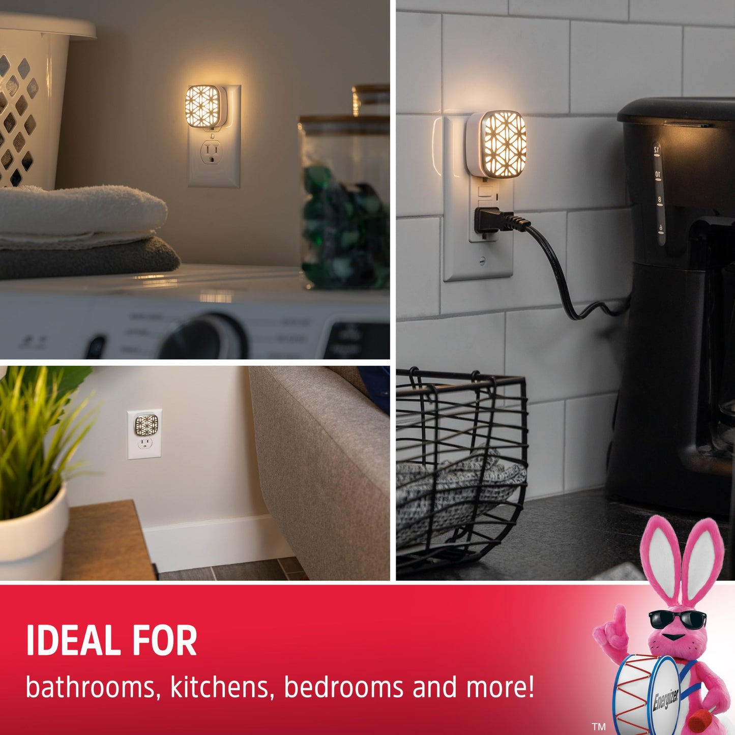 Energizer LED Rotating Night Lights Plug Into Wall Dusk to Dawn Sensor Home Decor Apartment Essentials Ambient Lighting Nightlight 40293 2 Pack