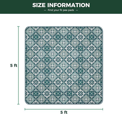 FXW Washable Pee Pads for Dogs, Puppy Pads with Super Absorbent, Specifically Designed for Rollick/Homeplus 24inch 8 Panels Dog Playpen, 63" Square, Tribal Blue, 1 Pack