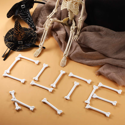 Zonon 24 Pcs Plastic Bones Halloween Mini Plastic Skeleton Bones White Halloween Simulative Human Costume Bone for Party Favor Decoration Supplies Accessories