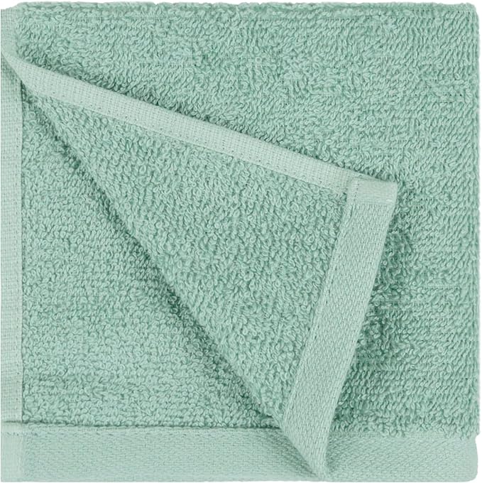Amazon Basics Washcloth for Bathroom, 100% Cotton Extra Absorbent, Fast Drying
