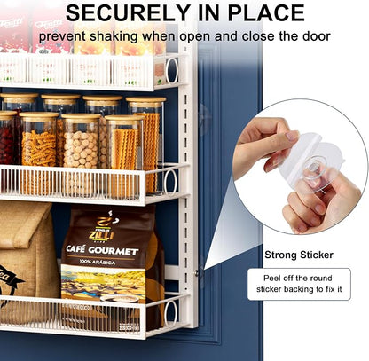 Over the Door Pantry Organizer 8 Tier Hanging or Wall Mounted Spice Rack with Adjustable Basket,Heavy Duty Metal Seasoning Organizer Shelf for Kitchen Pantry and Bathroom