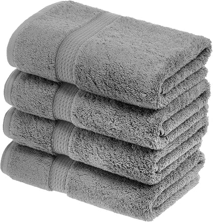 SUPERIOR Egyptian Cotton Pile Hand Towel Set of 4, Ultra Soft Luxury Towels