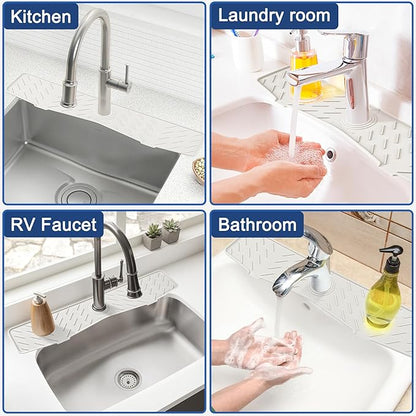 Meiliweser Faucet Mat for Kitchen Sink – 24” x 5.1” Extra-Long Silicone Splash
