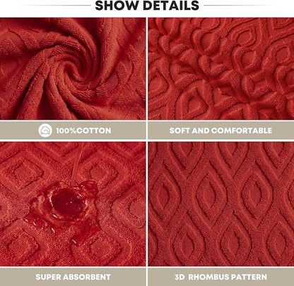 Artoid Mode 1 Pc Red 3D Diamond Grid Jacquard Hand Towels