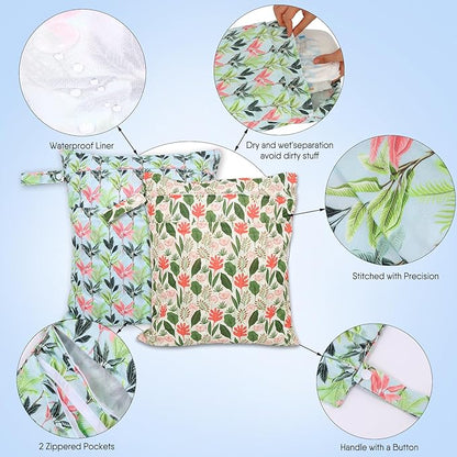 2pcs Travel Waterproof Laundry Bag, Cloth Diaper Wet Dry Bags