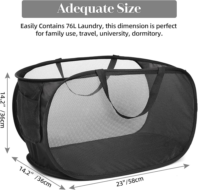 4 Pack Durable Collapsible Laundry Baskets, Mesh Foldable Laundry Basket