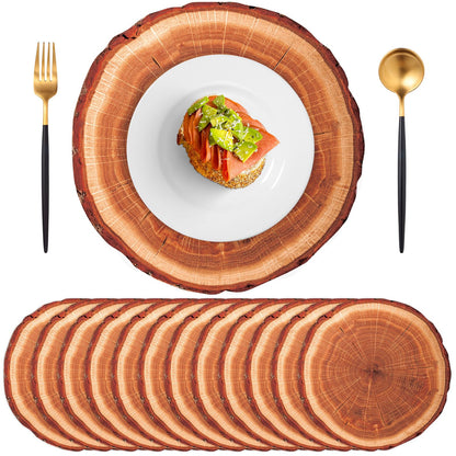 60 Pcs Wood Placemats, 13.5 Inch Disposable Paper Placemats Rustic Wedding Decor,Brown Round Table Mats Bulk for Table Setting Farmhouse Wedding Banquet Dinner Party Decor